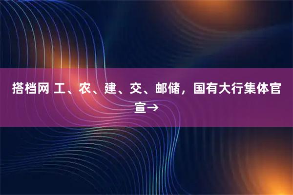 搭档网 工、农、建、交、邮储，国有大行集体官宣→